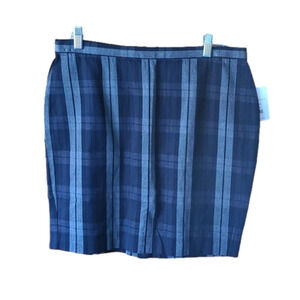 (i1-9) NWT. Black Gray Plaid Dockers Career Pencil Mini Skirt 12P